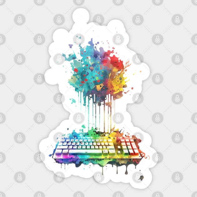 Colourful Keyboard Explosion - I love programming Sticker by SMCLN